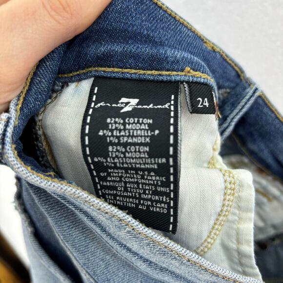 7 for all Mankind the High Waist Super Skinny Jean Silver Glitter Stripe size 24 - Picture 15 of 15